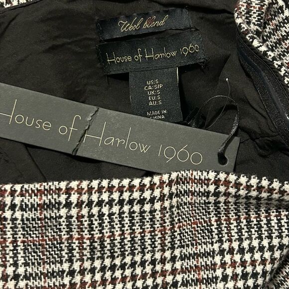 ‼️SOLD‼️HOUSE OF HARLOW NWT Gray Strapless Wool Blend Houndstooth Mini Dress - Picture 12 of 16